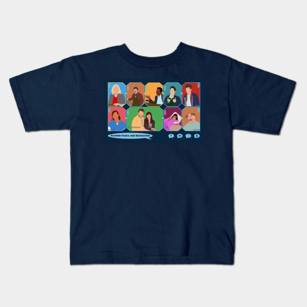 Parks and Rec Virtual Hangout Kids T-Shirt by doctorheadly